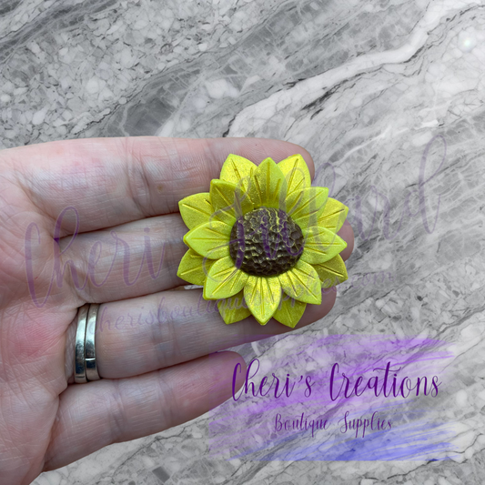 Golden Sunflower Polymer Clay Embellishment