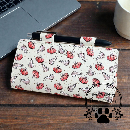 Gourds & Pumpkins Faux Leather Checkbook Holder