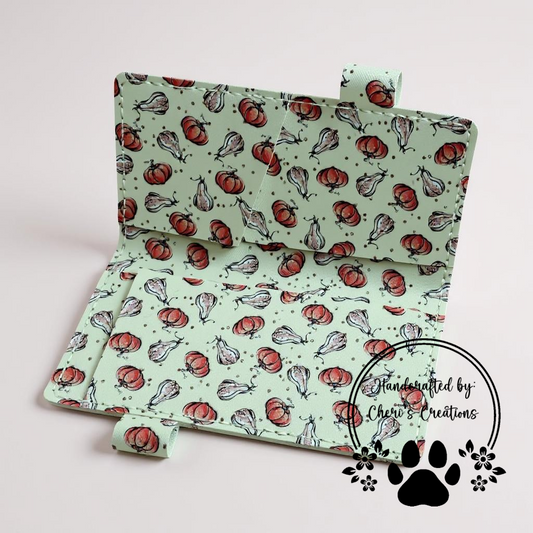 Gourds & Pumpkins Fall Checkbook Cover – Handmade Faux Leather Accessory