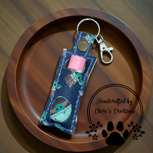 Chapstick Keychain - Green Alien Lip Balm Holder