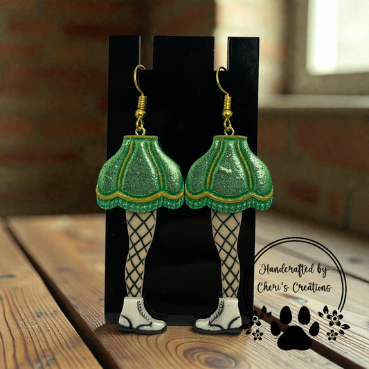 Green Leg Lamp Dangle Earrings – Handmade Polymer Clay Earrings