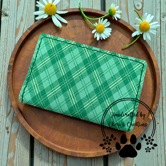 Card Wallet - Green Plaid Slim Pocket Wallet