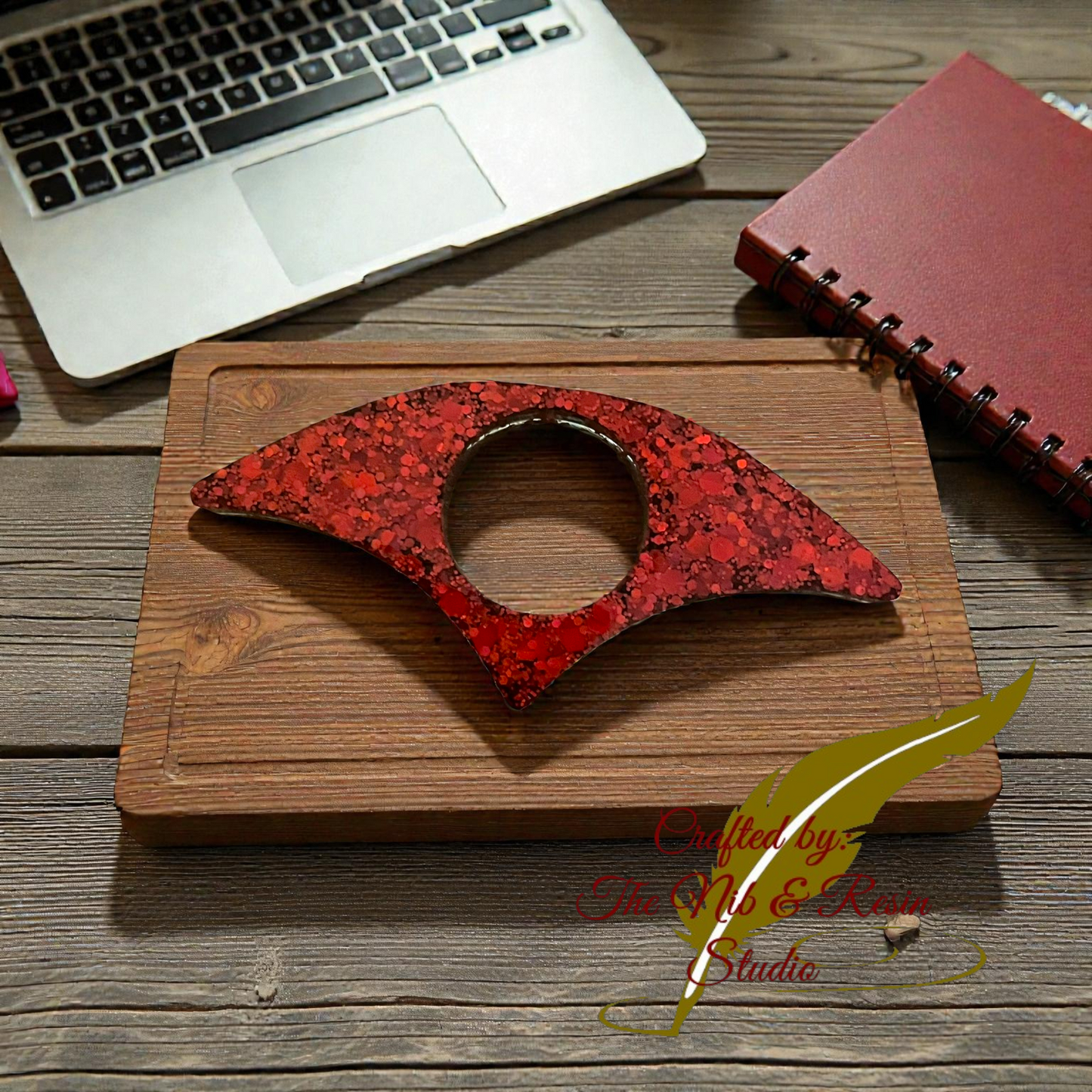 Page Holder - Red Glitter Half Round Thumb Holder