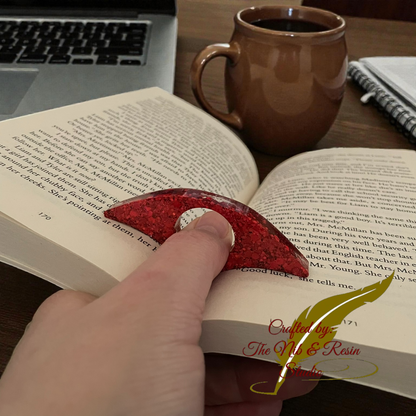 Page Holder - Red Glitter Half Round Thumb Holder