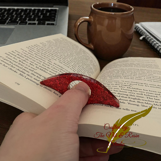 Page Holder - Red Glitter Half Round Thumb Holder