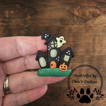 Haunted House Bow Center – Handmade Polymer Clay Embellishment