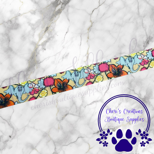 Whimsical Elephant-Inspired Grosgrain Ribbon – 5/8" & 7/8" | Storybook Style Ribbon for Crafts & Bows