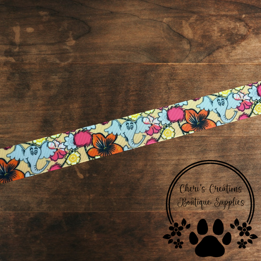 Whimsical Elephant-Inspired Grosgrain Ribbon – 5/8" & 7/8" | Storybook Style Ribbon for Crafts & Bows