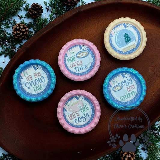 Cozy Home Snow Globe Theme Bottle Cap Set