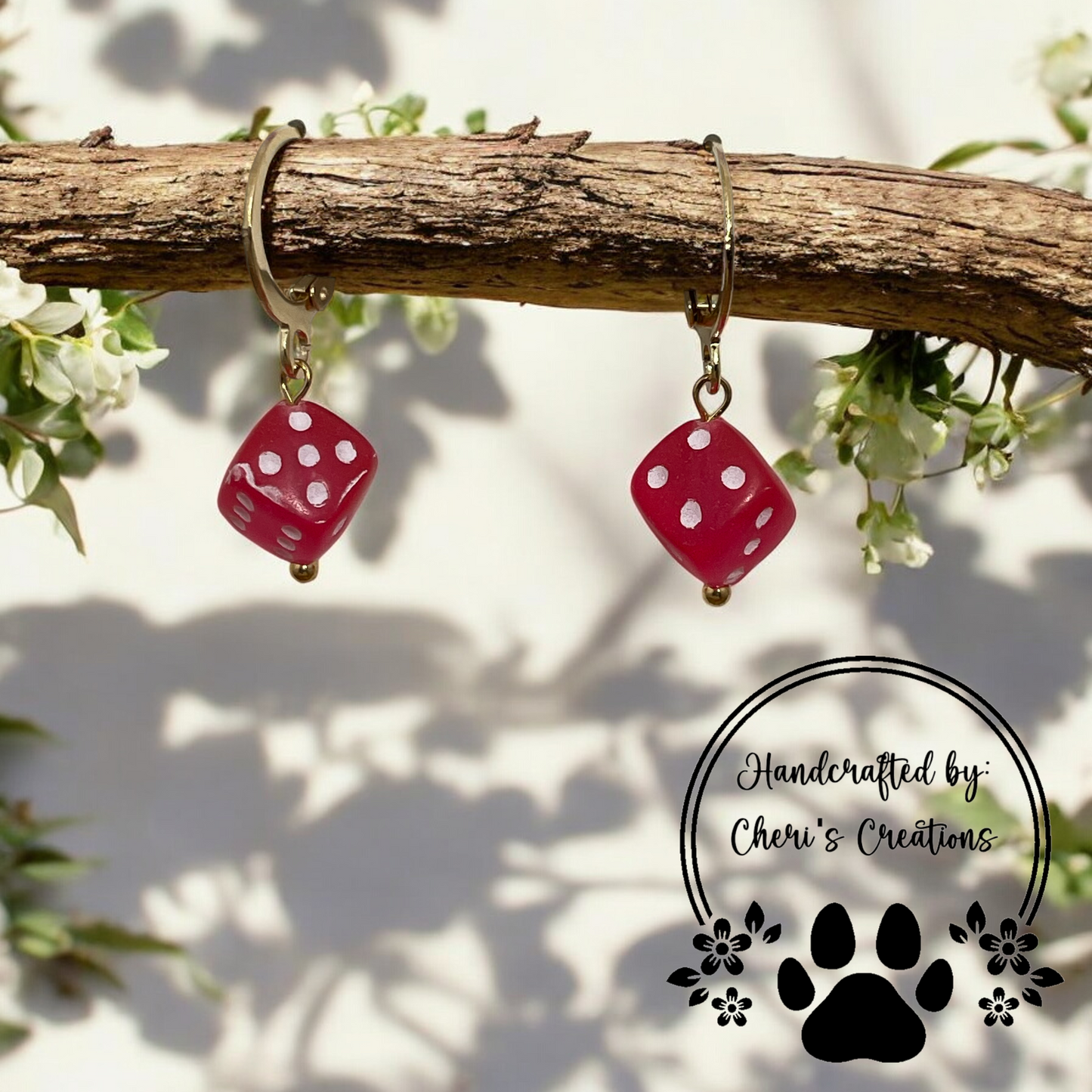 Hot Pink Mini Dice Acrylic Dangle Earrings