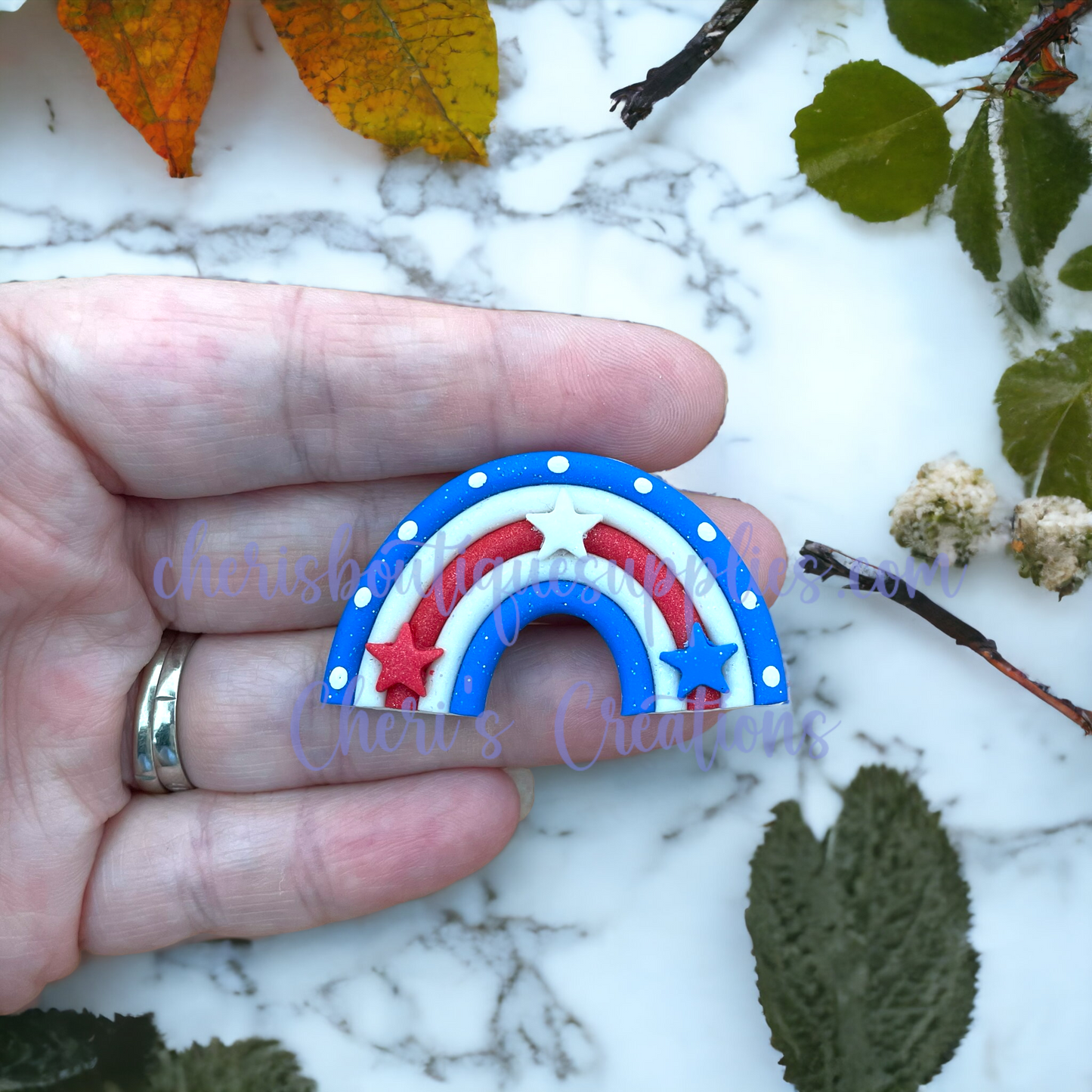 Patriotic Boho Rainbow Polymer Clay Embellishment