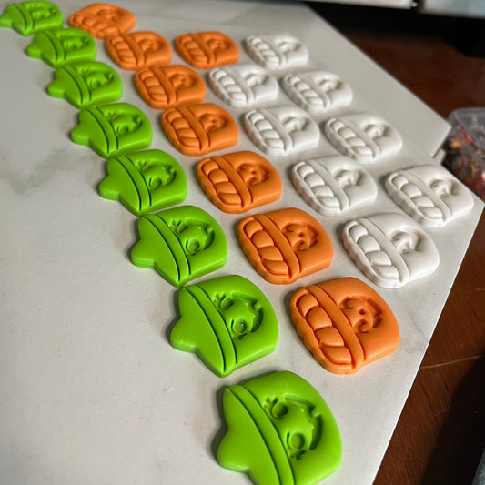 Spooky Halloween Buckets Polymer Clay Embellishments - Set of 3