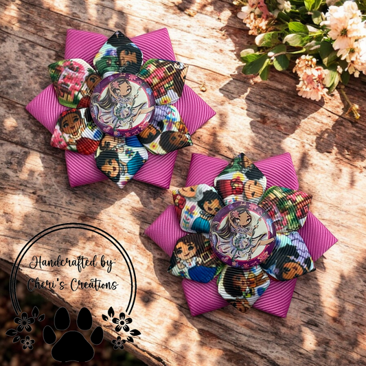 Magical Family Handmade Flower Bow Clip Set