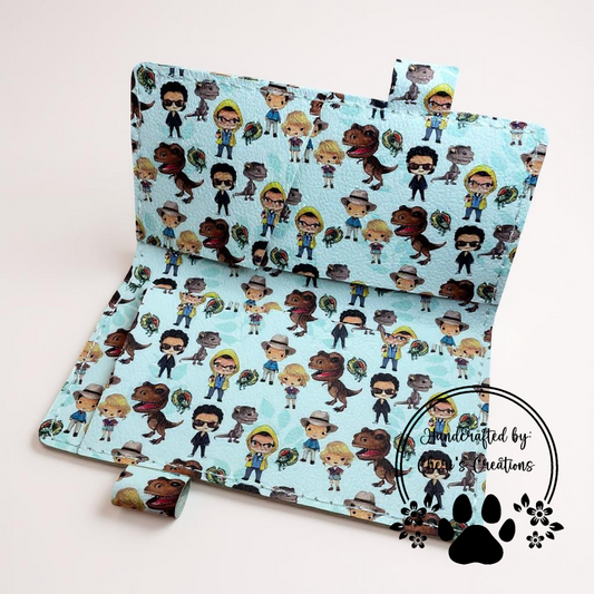 Dinosaur Adventure Checkbook Cover – Handmade Faux Leather Accessory