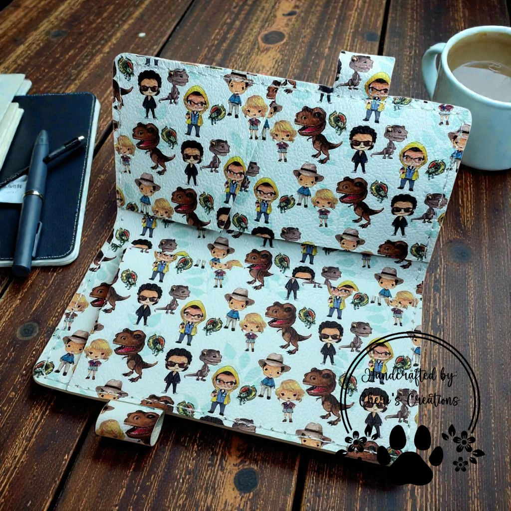 Jurassic Dinosaur Friends Faux Leather Checkbook Holder
