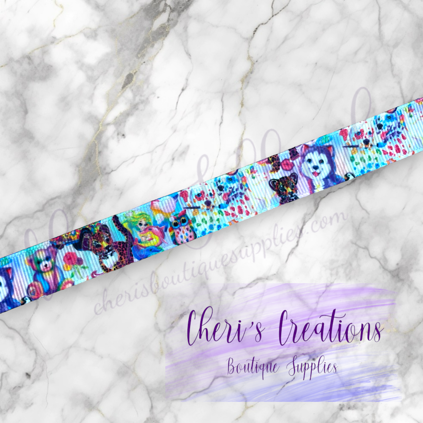 Rainbow Animals 5/8" 7/8" Grosgrain Ribbon by the Yard