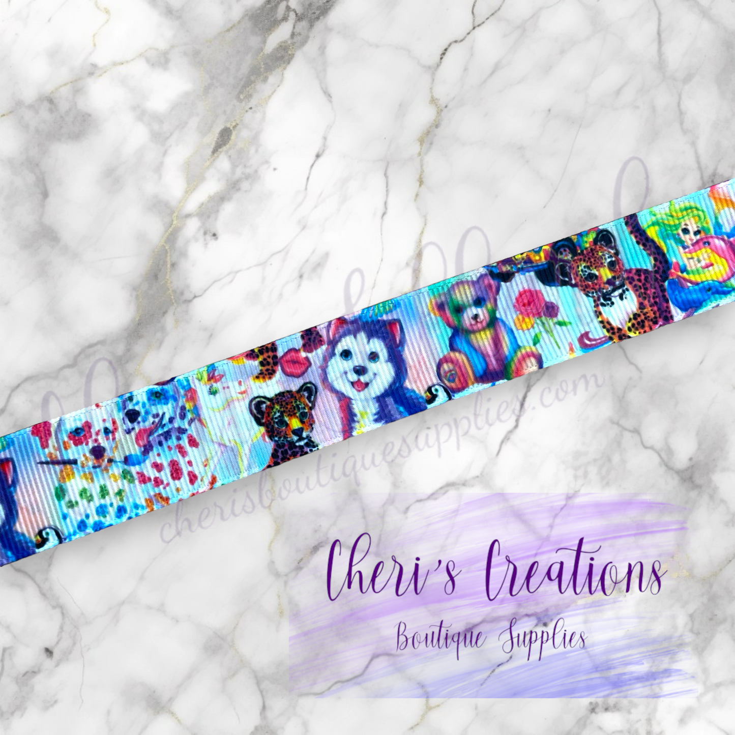 Rainbow Animals 5/8" 7/8" Grosgrain Ribbon by the Yard