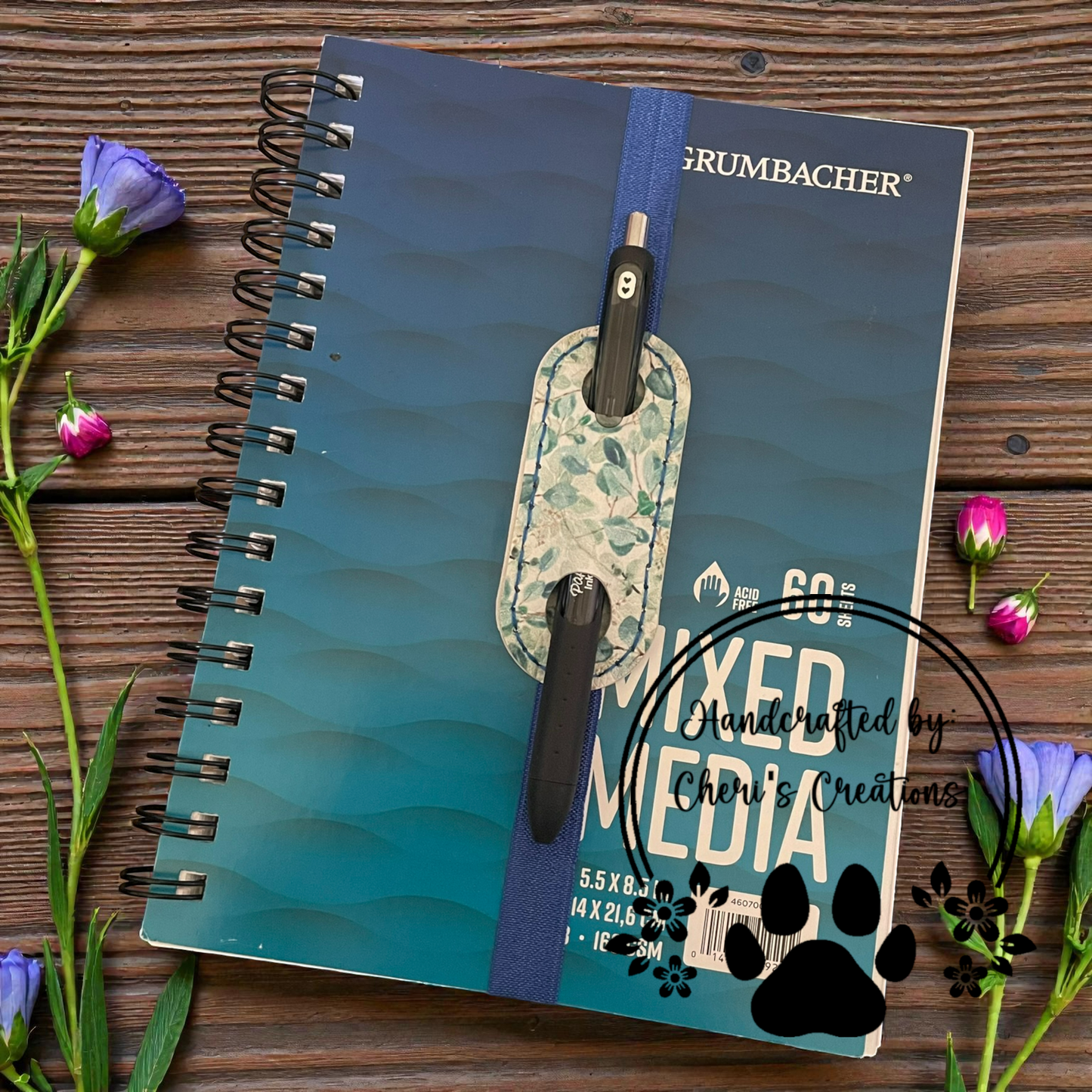 Pen Holder - Leaves & Vines Elastic Pen Bookmark