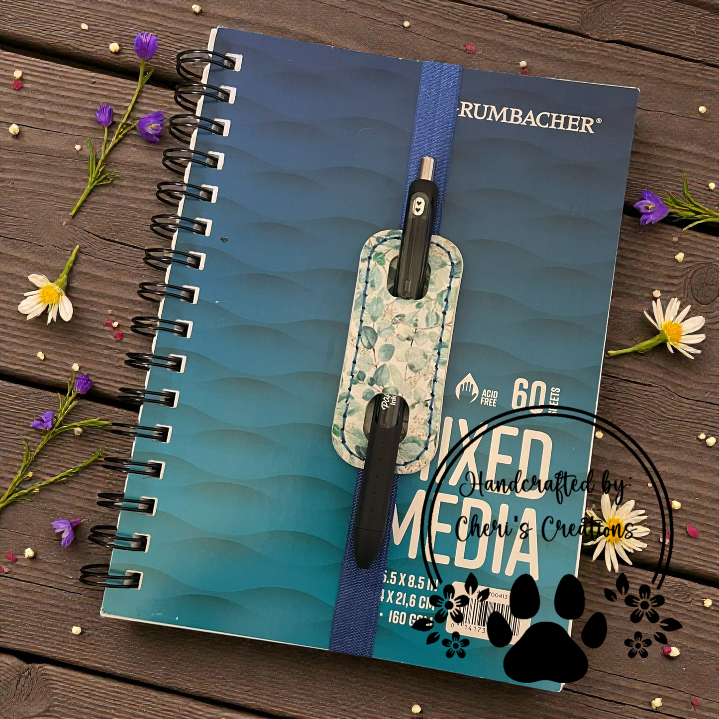 Pen Holder - Leaves & Vines Elastic Pen Bookmark