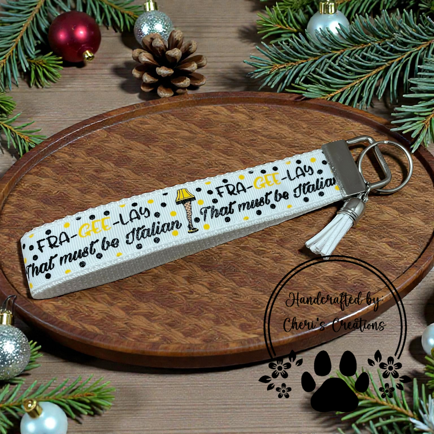 Wristlet Keychain - Italian Leg Lamp Key Fob