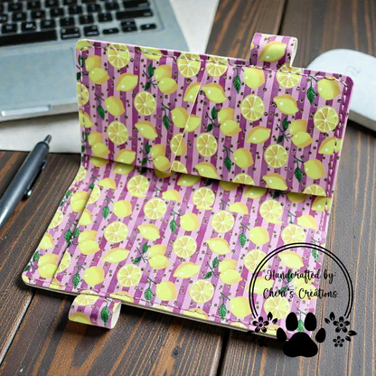 Lemons on Pink Faux Leather Checkbook Holder