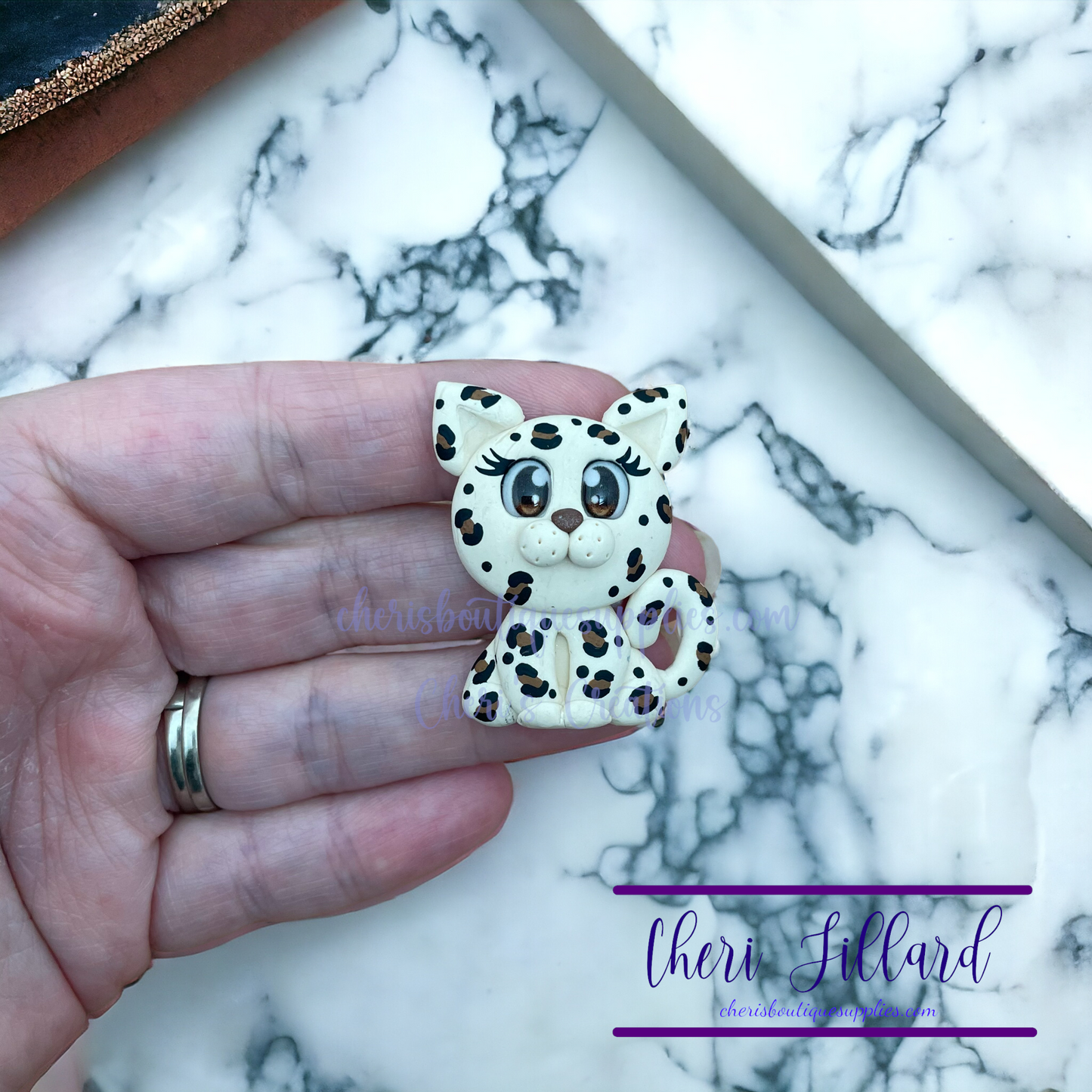 Leopard Kitty Polymer Clay Embellishment