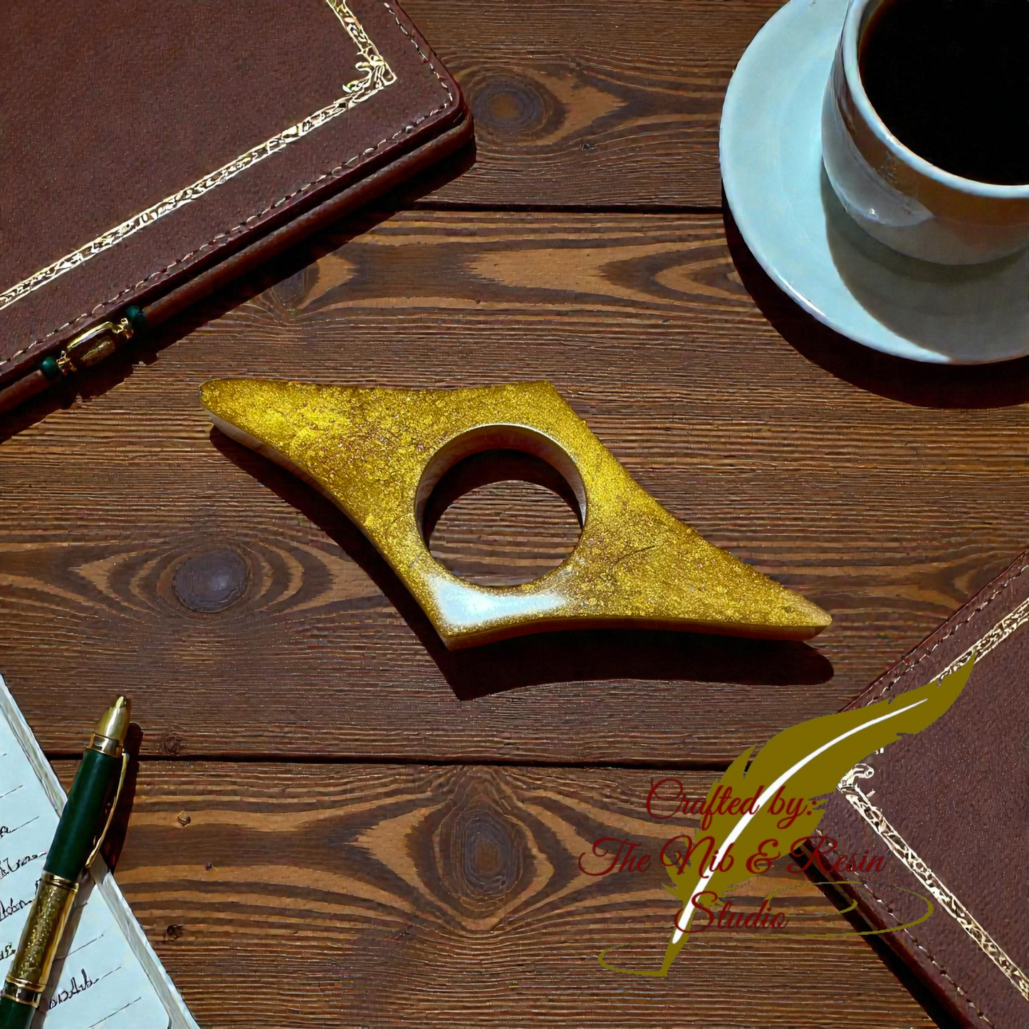 Page Holder - Glitter Red & Gold Satin Two Tone Large Blade Thumb Holder