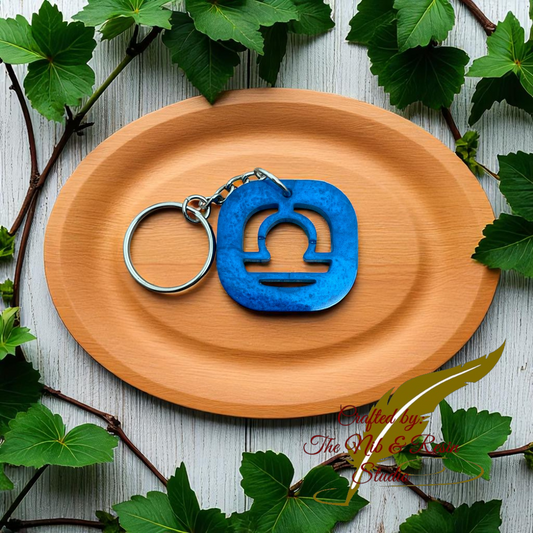 Zodiac Sign Keychain: Libra - Blue