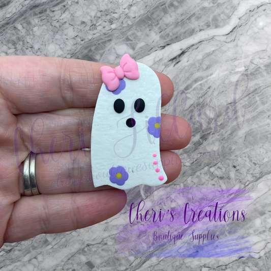 Floral Linen Ghost Polymer Clay Embellishment