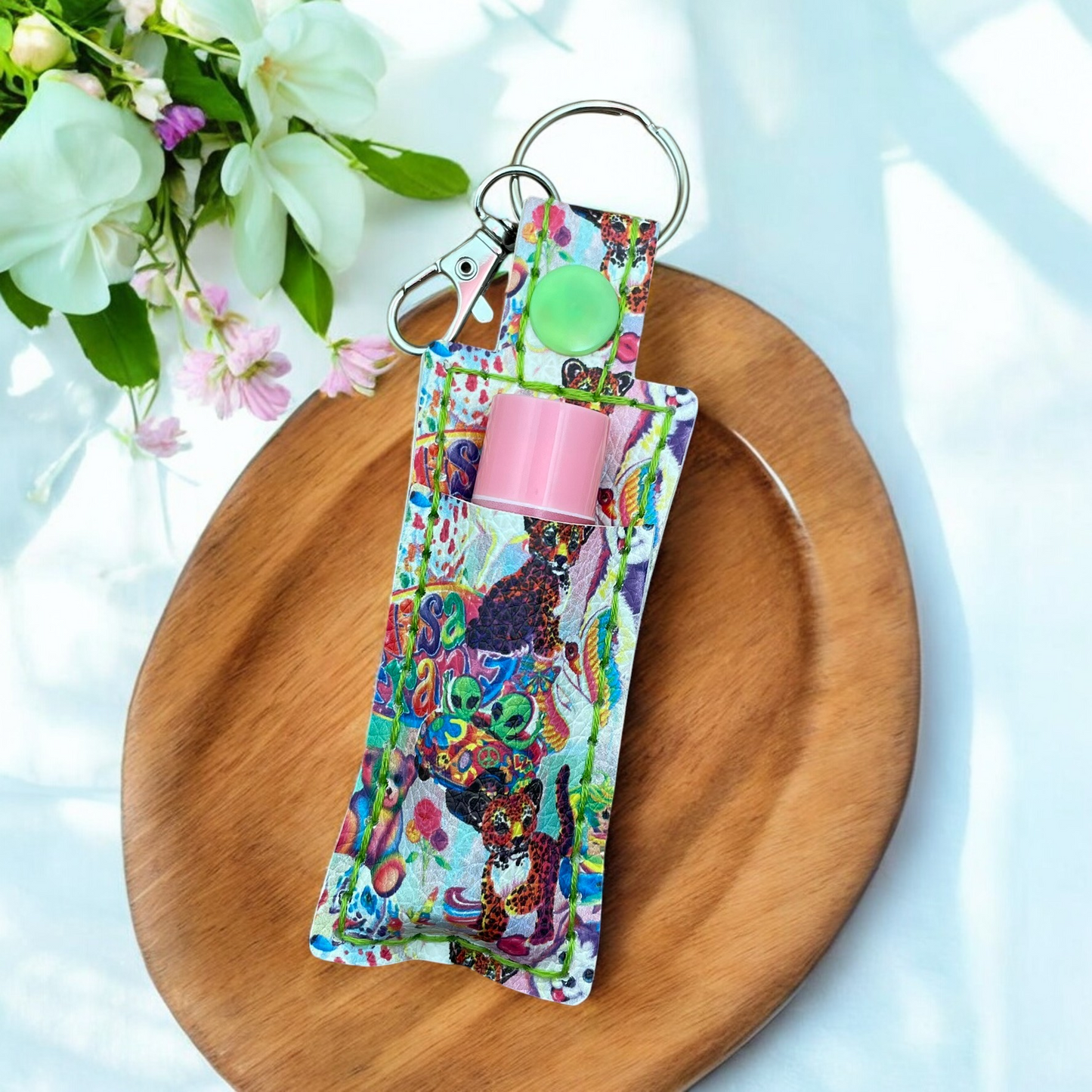 Stylish Rainbow Animals Chapstick Keychain