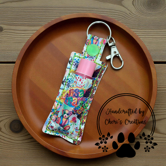 Chapstick Keychain - Rainbow Animals Lip Balm Holder
