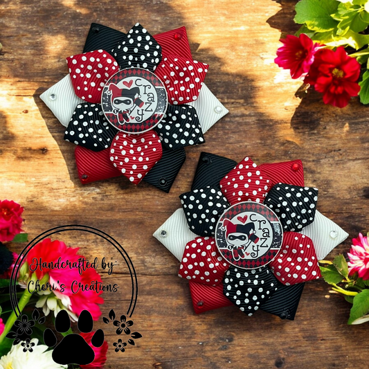 Crazy Joker Handmade Flower Bow Clip Set