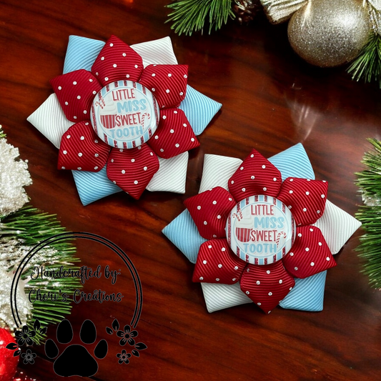 Little Miss Sweet Tooth Handmade Flower Bow Clip Set