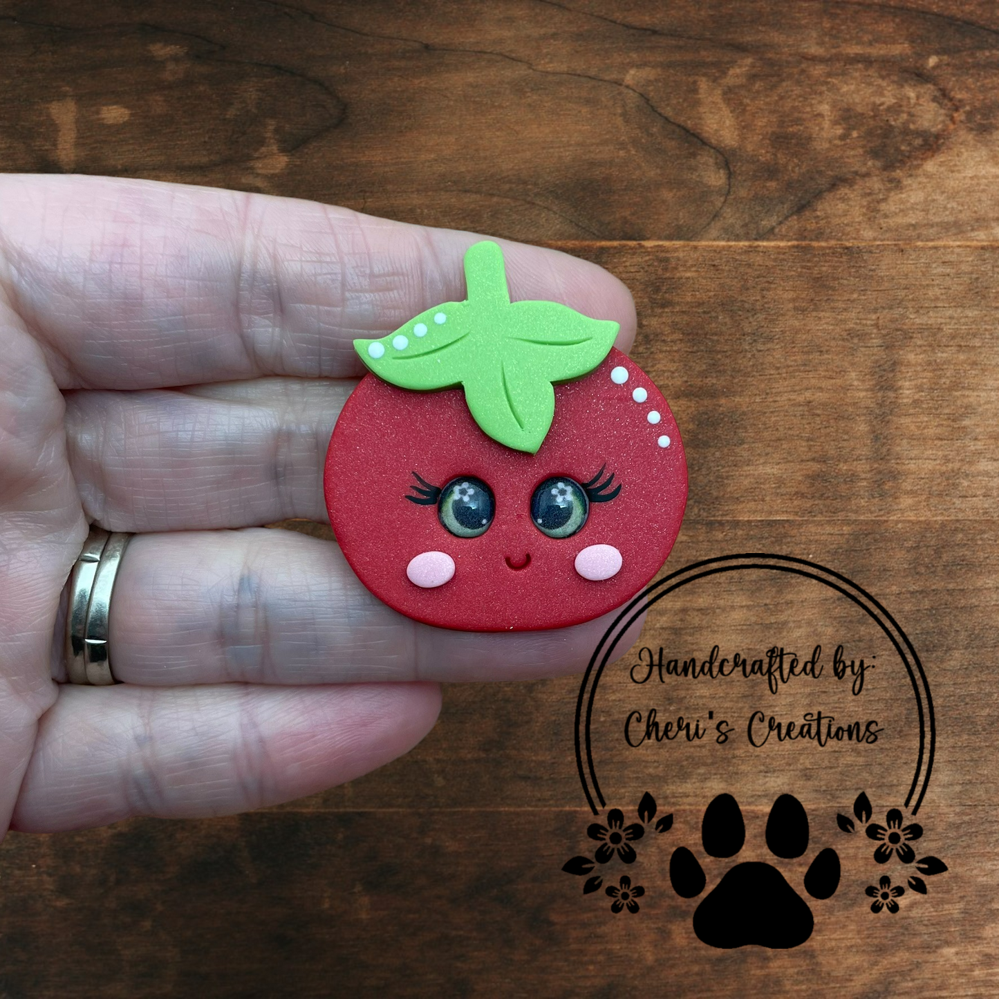 Tomato Bow Center – Handmade Polymer Clay Embellishment