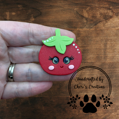 Tomato Bow Center – Handmade Polymer Clay Embellishment