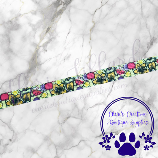 Whimsical Mustache Tree Forest Grosgrain Ribbon – 5/8" & 7/8" | Eco Theme Craft Ribbon for Bows & DIY Projects