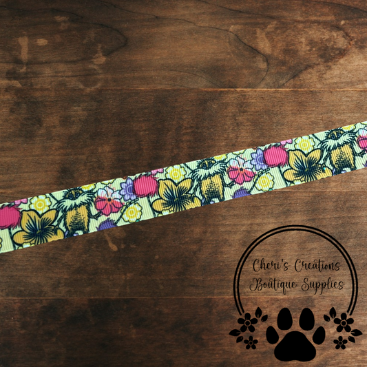 Whimsical Mustache Tree Forest Grosgrain Ribbon – 5/8" & 7/8" | Eco Theme Craft Ribbon for Bows & DIY Projects