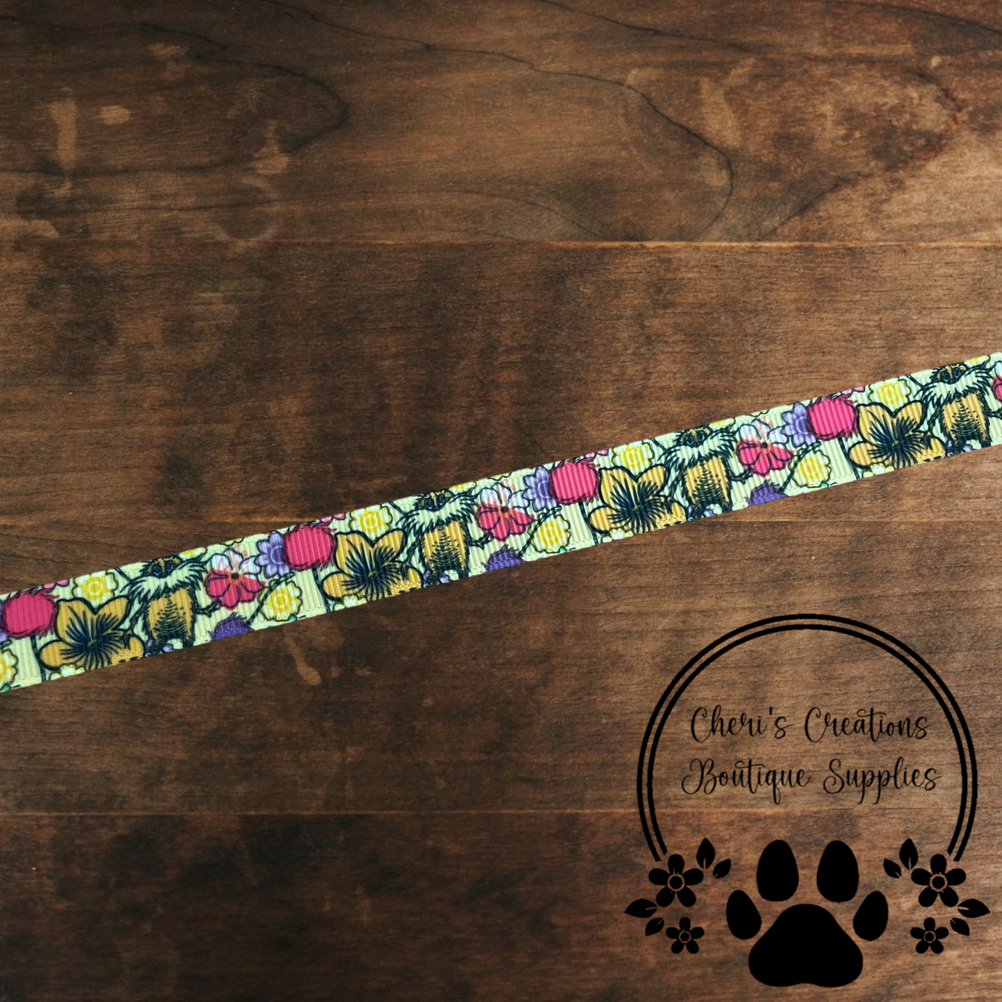 Whimsical Mustache Tree Forest Grosgrain Ribbon – 5/8" & 7/8" | Eco Theme Craft Ribbon for Bows & DIY Projects