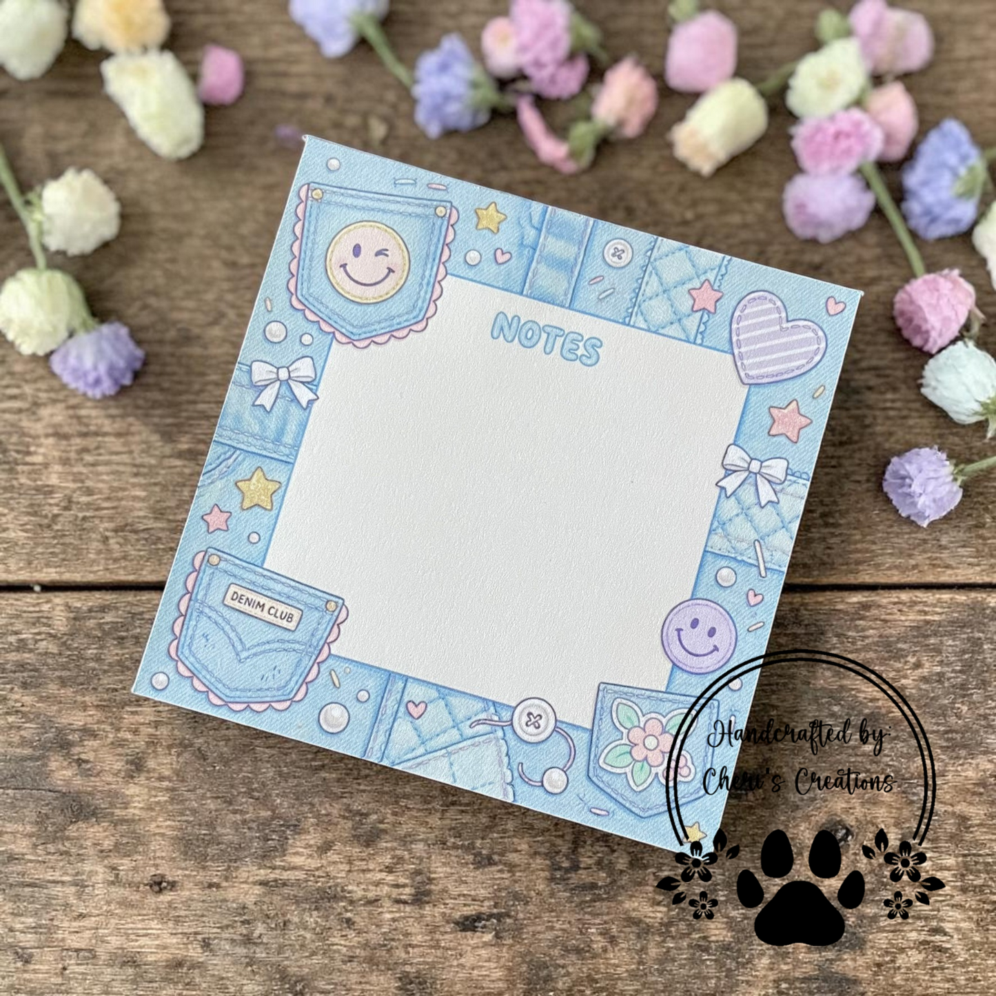 Light Blue Denim Memo Pad – Cute Denim Notepad