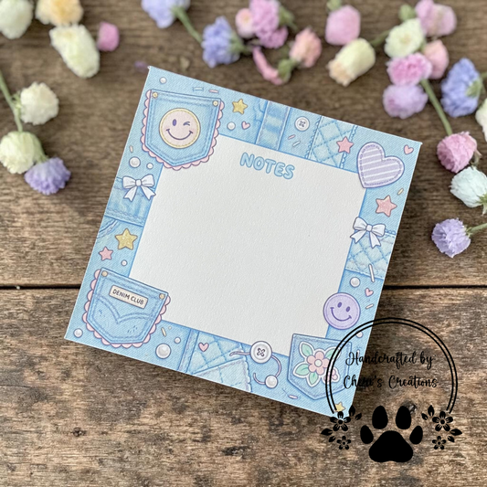 Light Blue Denim Memo Pad – Cute Denim Notepad