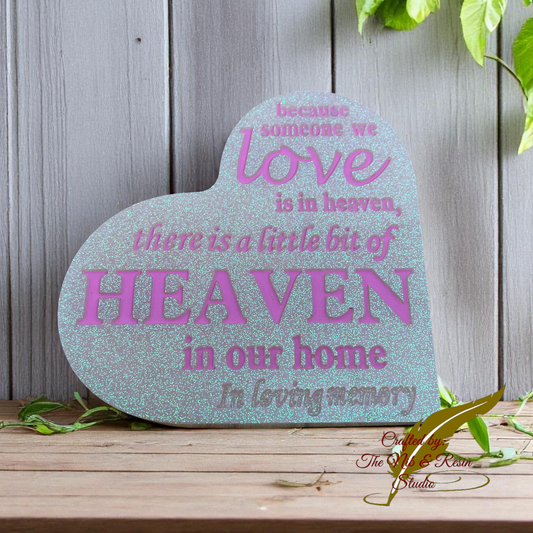 Memorial Heart Plaque #1: "Heaven" - Lt. Pink/Pink
