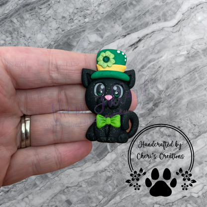 Lucky Cat Bow Center – Handmade Polymer Clay Embellishment
