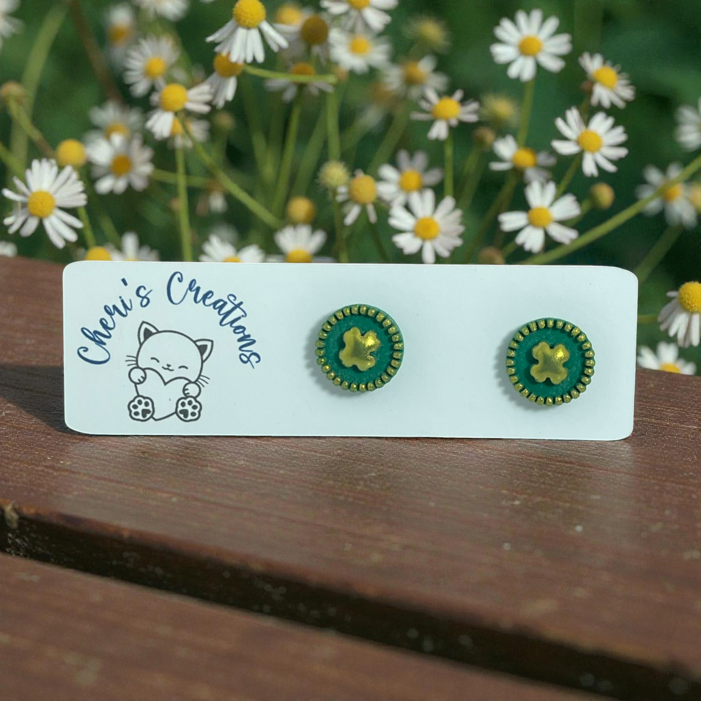 Lucky Coin Studs – Handmade Polymer Clay Earrings