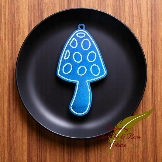Mushroom Keychain #1: Blue/White