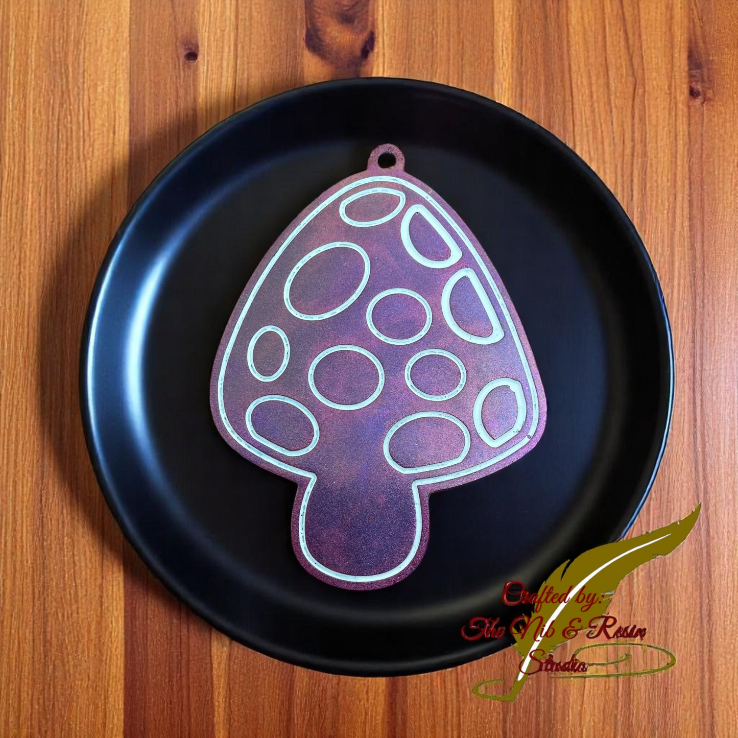 Mushroom Keychain #3: Purple/White