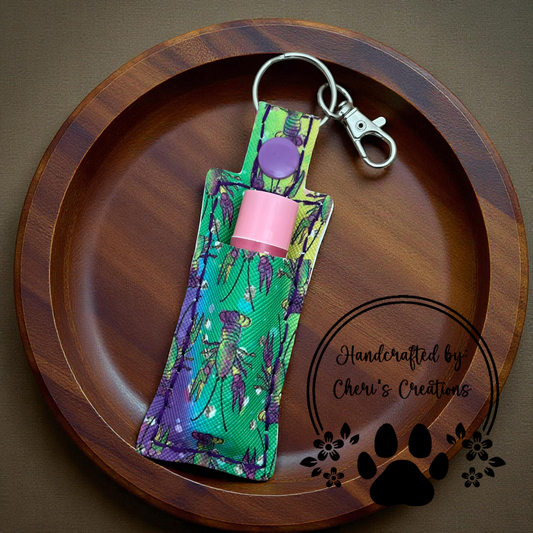 Chapstick Keychain - Ombre Mardi Gras Lobster Lip Balm Holder