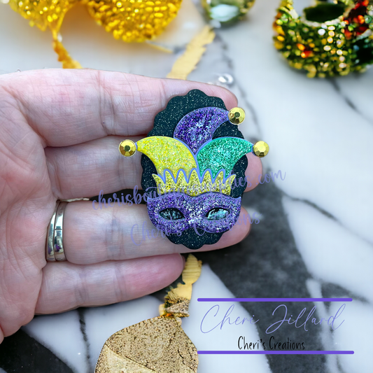 Mardi Gras Jester Mask Polymer Clay Embellishment