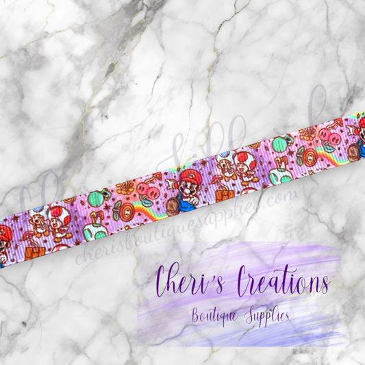 Retro Gaming Inspired Grosgrain Ribbon – 5/8" & 7/8" | Colorful Video Game Ribbon for Crafts & Bows