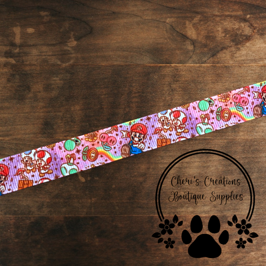 Retro Gaming Inspired Grosgrain Ribbon – 5/8" & 7/8" | Colorful Video Game Ribbon for Crafts & Bows