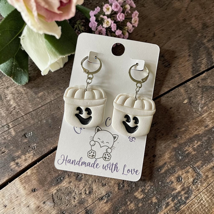 Ghost Bucket Dangles - Handmade Polymer Clay Earrings
